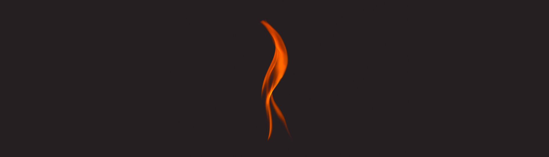 An icon of a flame in a diamond shape against a black background with a single flame